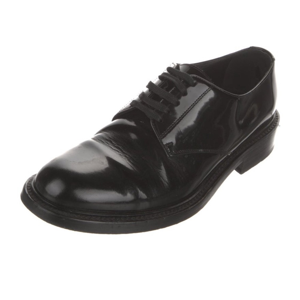 Saint Laurent Black Leather Oxfords. Size 40